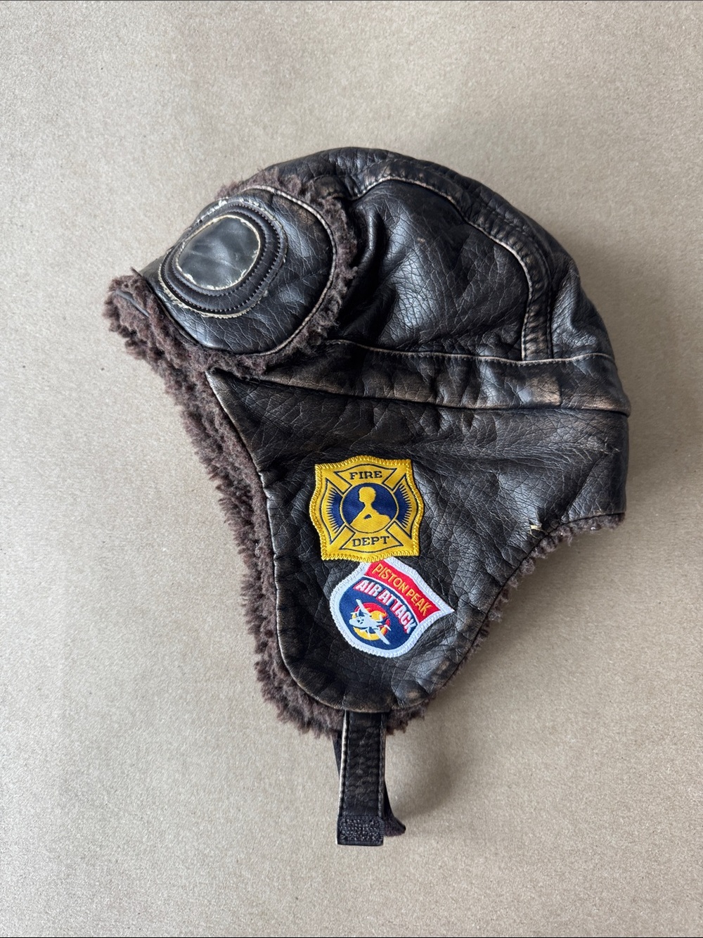 Used Kids Piston Peak Planes Aviator Pilot Hat Fire & Rescue Patch-Show Wear